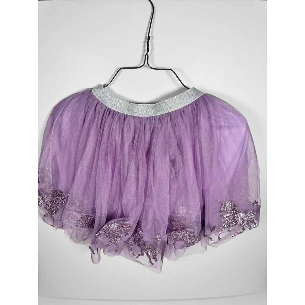 Zunie Tulle Tutu Skirt Girls 7/8‎ Purple Silver Glitter Unicorn Stars Horse Mesh
